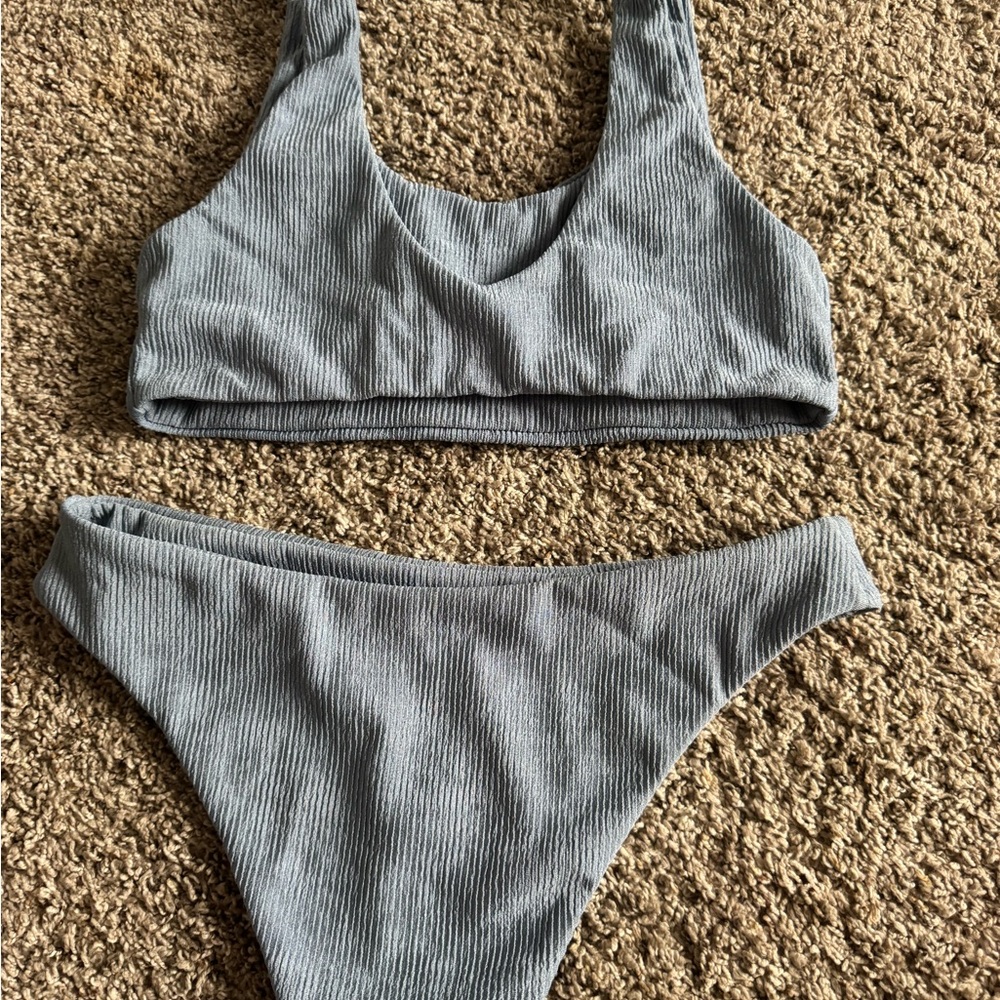 Women's Gray Ribbed Bikini Set - Picture 2 of 2